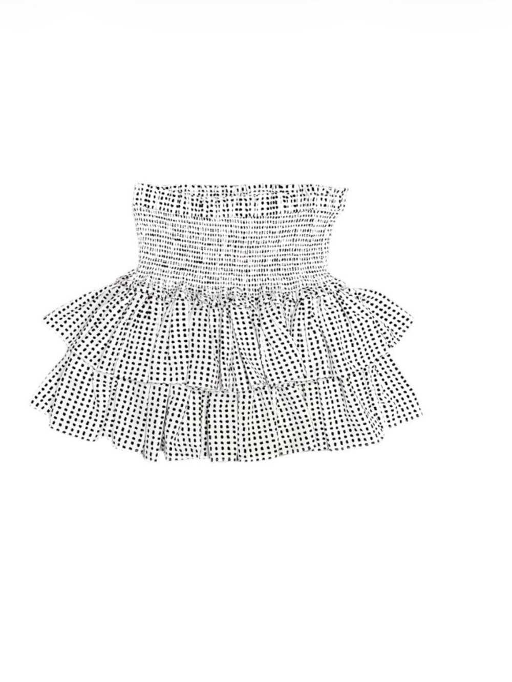 Reset By Jane Mini Skirt Smocked Tiered Ruffle Cream Black Women's Size M